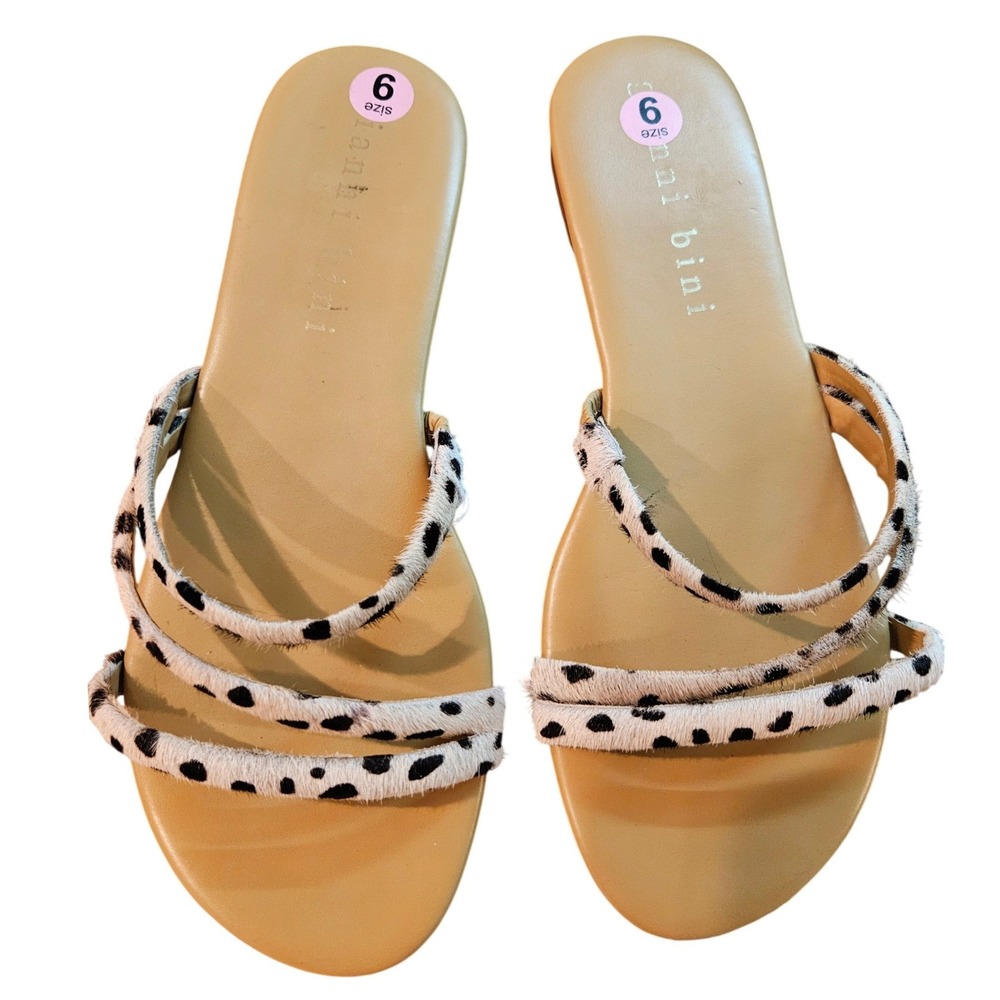 Gianni Bini Hipken Dalmatian Animal Print Calf Hair Slide Sandals Womens 6 Flat